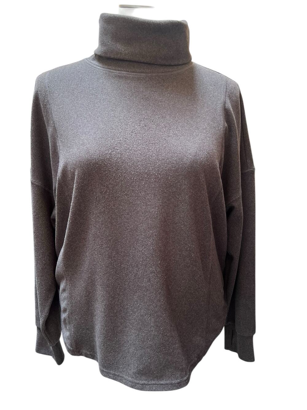 Varley Rainer Roll Neck Sweater XL Gray Brushed Rib Pullover EUC